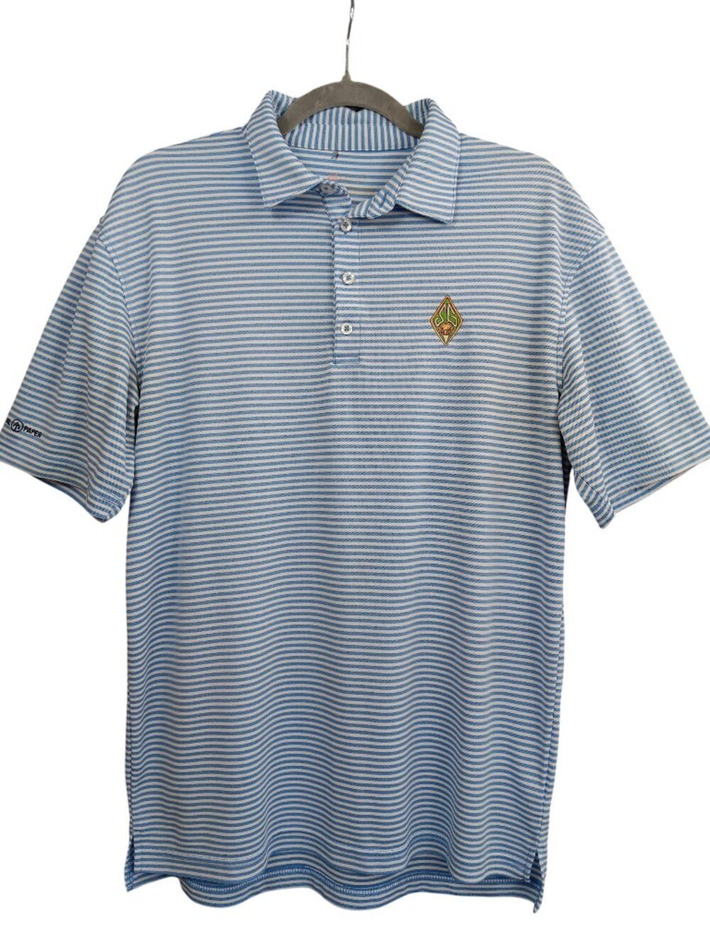 JOHNNIE-O Men's Polo Shirt Short Sleeve Size M Blue Striped Performance Golf